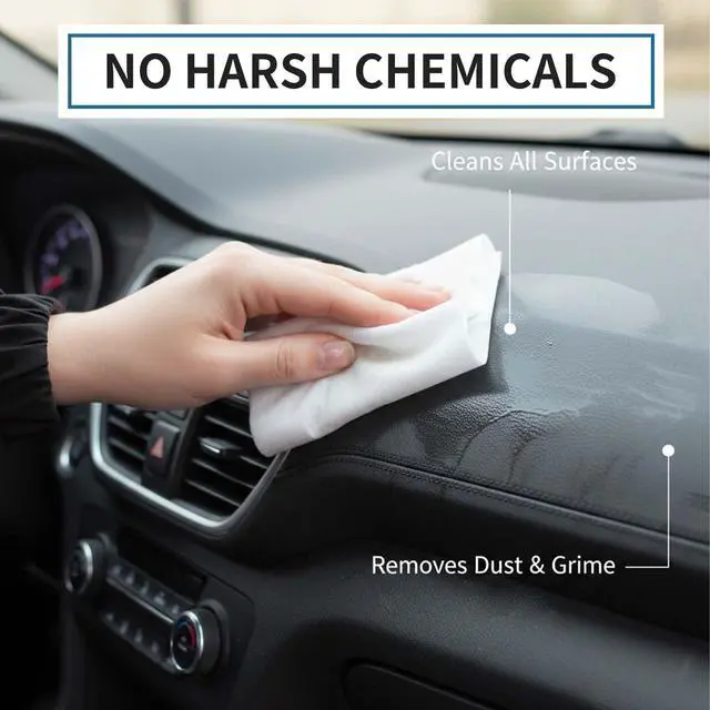 Alt view image 4 of 7 - Car Cleaning Wipes, Multipurpose Vehicle Interior Surface Wipes, Soft Disposable Cleaning Cloth for Car Dashboard Seat Door Panel Glass Dust & Stain Removal
