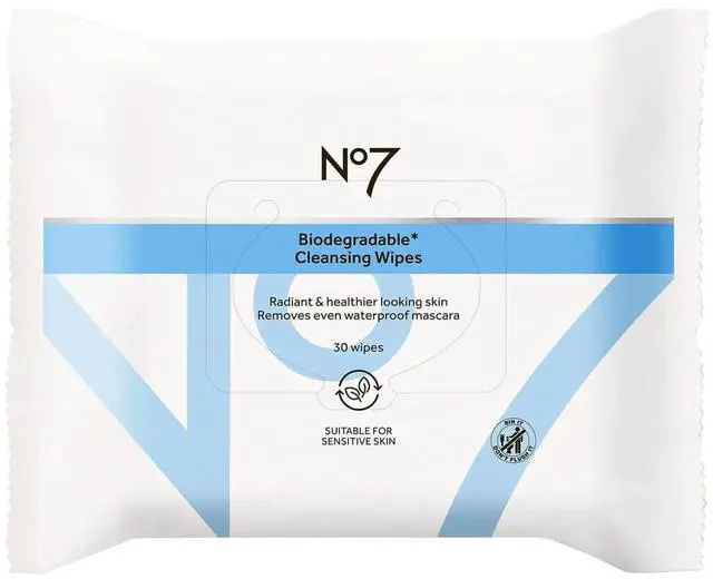 Main image of Biodegradable Cleansing Wipes - Waterproof Mascara & Makeup Remover Wipes - Vitamin B5 + Witch Hazel & Fennel Extract Facial Cleansing Wipes for Revitalized Radiant Skin (Dual Pack, 60 Wipes)