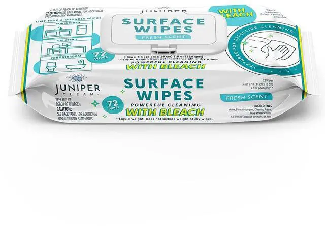 Main image of CLEAN 1 Pack Surface Wipes with Bleach, All-Purpose Cleaner for Bathroom, Kitchen, Office, 72 Count Soft Flow, Fresh Scent, Lint Free & Durable