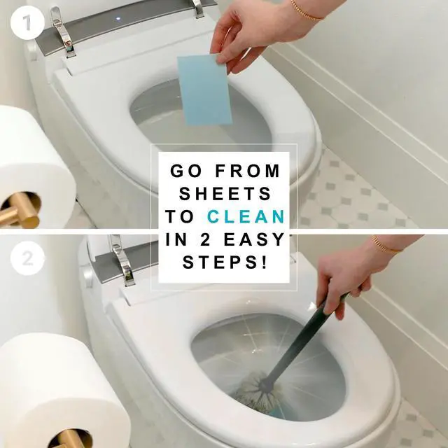 Alt view image 2 of 7 - Dissolvable Toilet Bowl Cleaner Sheets (No Bottles, Easy Clean, Quick-Dissolving, Mess-Free, Septic-Safe Cleaning for Home & Office) - 40 Sheets, Pine Scent