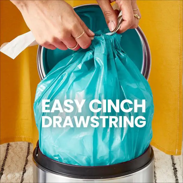 Alt view image 4 of 7 - Small Trash Bags, Great for Office, Bathrooms and Bedroom Bins, Bahama Bliss Scented Garbage Bags, Odor Resistant with Drawstring, Febreze Freshness, 4 Gallon Trash Bags, 80 Count