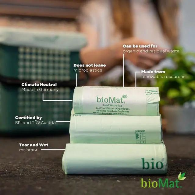 Alt view image 5 of 7 - Compostable Trash Bags 64 Gallon, 10 Count, Extra Large flat top Kitchen Food Scrap Bin Liners, BPI, CMA and OK Compost HOME certified, Meets the ASTM D6400 Standard