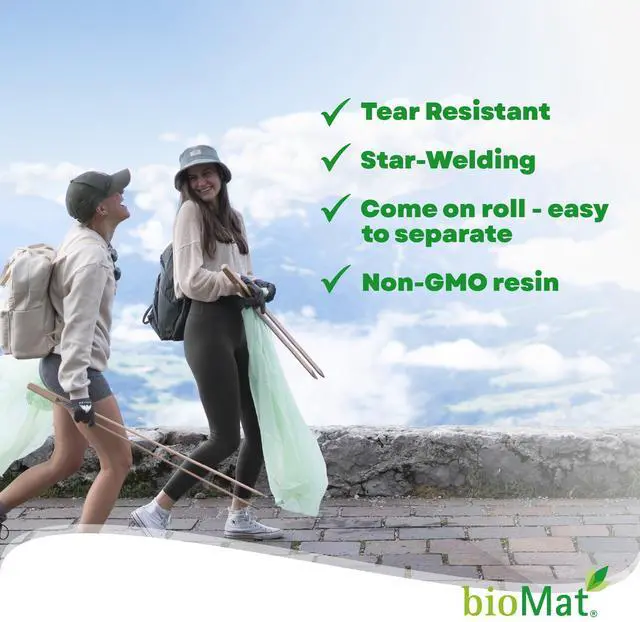 Alt view image 6 of 7 - Compostable Trash Bags 64 Gallon, 10 Count, Extra Large flat top Kitchen Food Scrap Bin Liners, BPI, CMA and OK Compost HOME certified, Meets the ASTM D6400 Standard