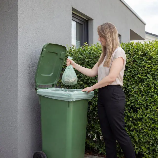 Alt view image 7 of 7 - Compostable Trash Bags 64 Gallon, 10 Count, Extra Large flat top Kitchen Food Scrap Bin Liners, BPI, CMA and OK Compost HOME certified, Meets the ASTM D6400 Standard