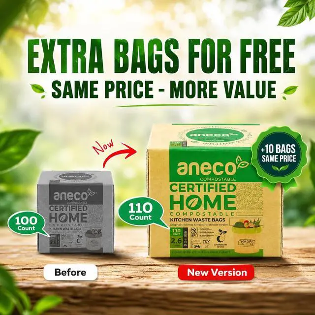 Alt view image 2 of 7 - (Include 10 Bonus Bags) 100% Compostable Waste Bags 2.6 Gallon, Extra Thick Kitchen Small Compost Bags for Countertop Bin, 110 Count (100 + 10 Extra)
