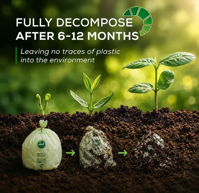 Alt view image 6 of 7 - (Include 10 Bonus Bags) 100% Compostable Waste Bags 2.6 Gallon, Extra Thick Kitchen Small Compost Bags for Countertop Bin, 110 Count (100 + 10 Extra)