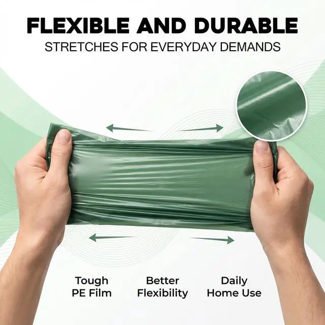 Alt view image 4 of 7 - 4 Gallon Small Trash Bags, 80 Pieces Thick Small Green Garbage Bags with Flat Tops Small Bathroom Trash Bags Ideal for Bedrooms, Kitchens, and Offices