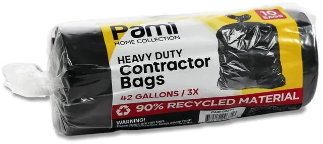 Main image of Heavy Duty 42-Gallon Contractor Trash Bags,Tear Resistant,Black,10 Ct