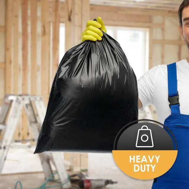 Alt view image 3 of 5 - Heavy Duty 42-Gallon Contractor Trash Bags,Tear Resistant,Black,10 Ct