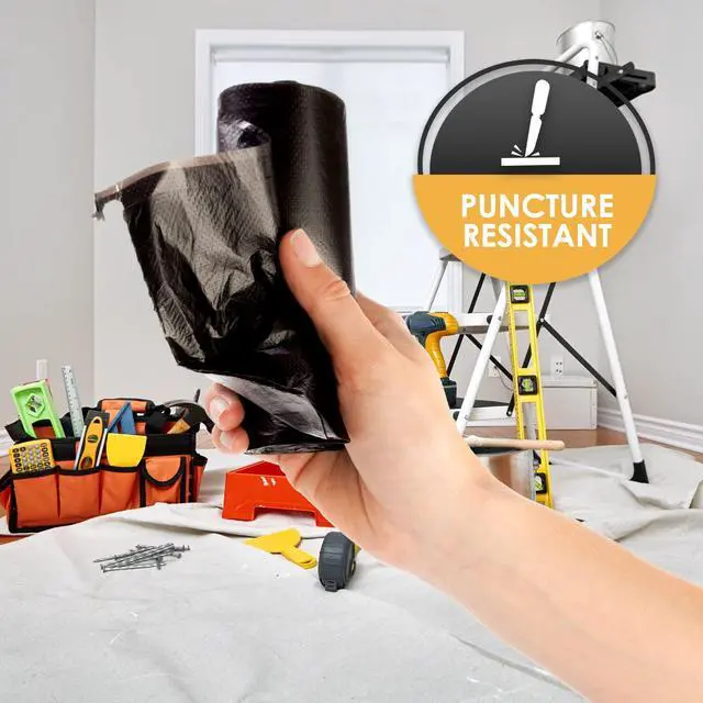 Alt view image 4 of 5 - Heavy Duty 42-Gallon Contractor Trash Bags,Tear Resistant,Black,10 Ct