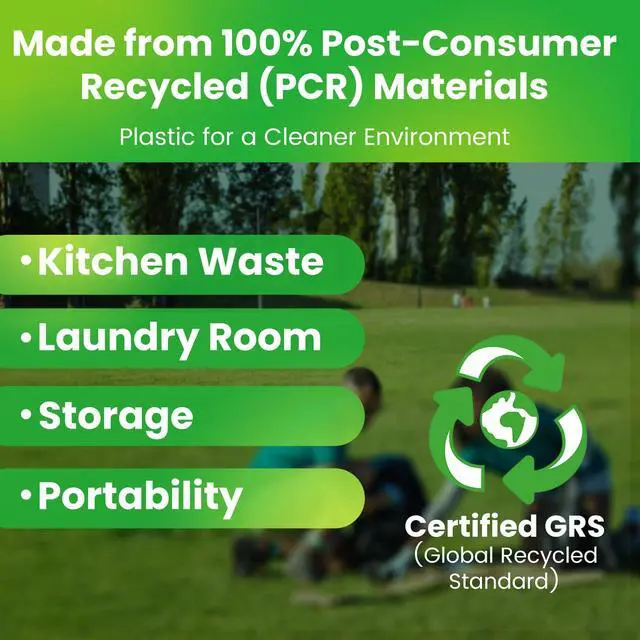 Alt view image 5 of 7 - Large Trash Bag 13 Gallon Tall Drawstring 100% Post-Consumer Recycled Garbage Bag Waste Bag for Kitchen Office
