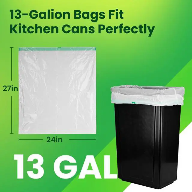 Alt view image 7 of 7 - Large Trash Bag 13 Gallon Tall Drawstring 100% Post-Consumer Recycled Garbage Bag Waste Bag for Kitchen Office