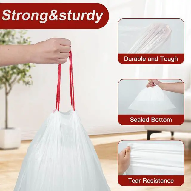 Alt view image 2 of 6 - O2frepak 4Gallon Drawstring Small Kitchen Trash Bags,Clean Fresh Scent and Heavy Duty Garbage Bags(100 Count,45x50cm)