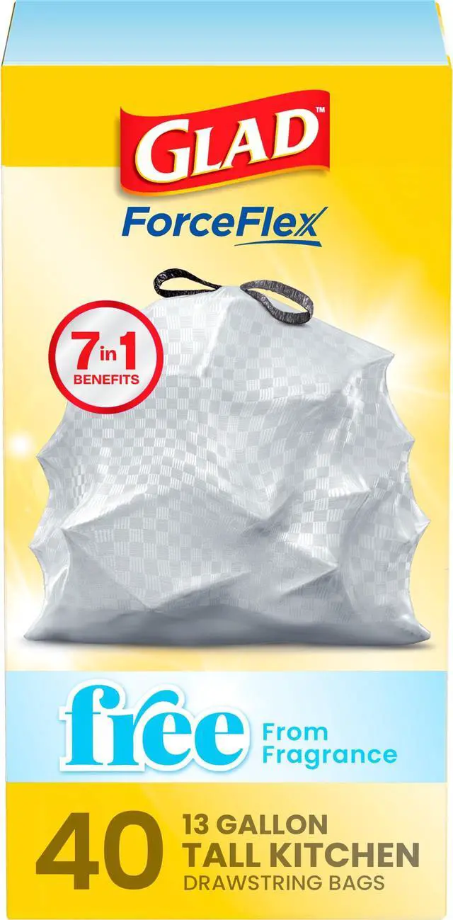 Main image of ForceFlex Tall Kitchen Drawstring Trash Bags, 13 Gal, Fragrance Free, 40 Ct (Package May Vary)