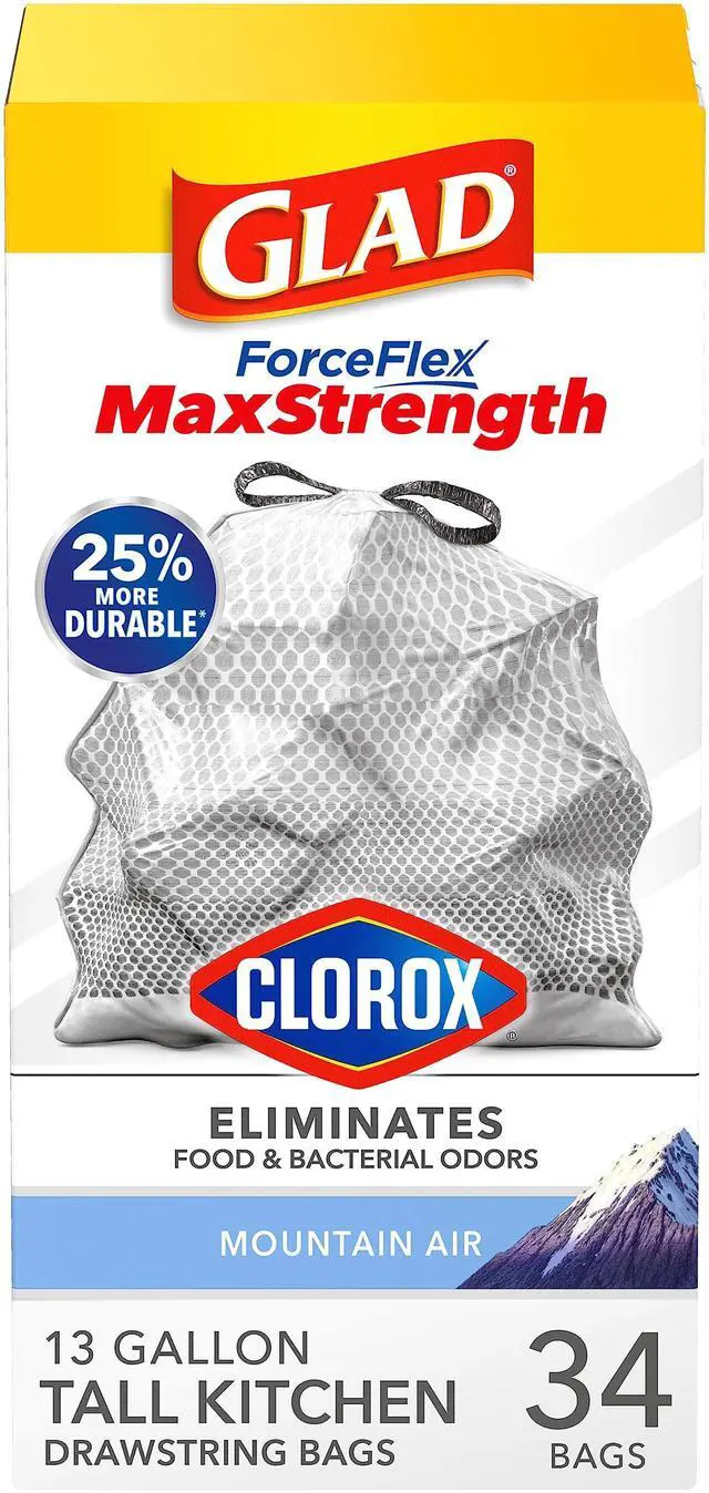 Main image of ForceFlex MaxStrength with Clorox Tall Kitchen Trash Bags, 13 Gal, 34 Ct (Package May Vary)