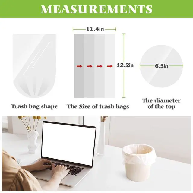 Alt view image 2 of 7 - 0.5 Gallon Mini 11" x 12" Small Clear Trash Bags, Tiny Bathroom Garbage Can Liners by , Small Plastic Bags for Desktop Trash Bin/Dog/Poop Car, Fit 2 Liters or Less Can (300 Counts, Clear)