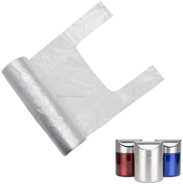 Main image of Mini Trash Bags 1.6 Liter/0.4 Gal- 200 Count Tiny Clear Trash Can Liners for Countertop, Desktop, Makeup & Kitchen Scrap Bags | Leakproof Small Plastic Bags with Handles