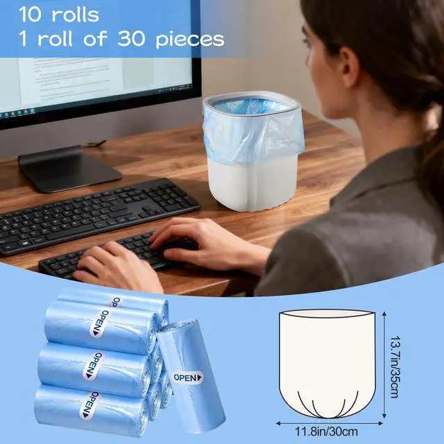 Alt view image 2 of 7 - 0.5 Gallon Mini Trash Bags, 300 Count Desktop Wastebasket Bin Liners, Small Plastic Bags for Home Office Kitchen, Blue