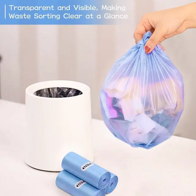 Alt view image 3 of 7 - 0.5 Gallon Mini Trash Bags, 300 Count Desktop Wastebasket Bin Liners, Small Plastic Bags for Home Office Kitchen, Blue