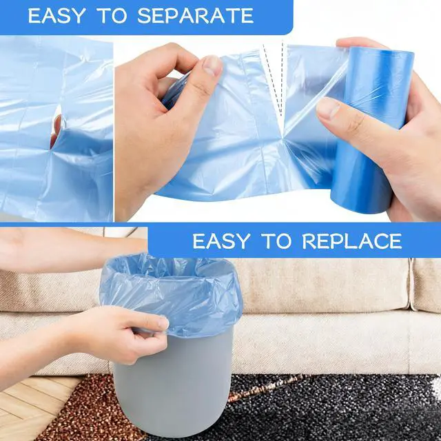 Alt view image 5 of 7 - 0.5 Gallon Mini Trash Bags, 300 Count Desktop Wastebasket Bin Liners, Small Plastic Bags for Home Office Kitchen, Blue