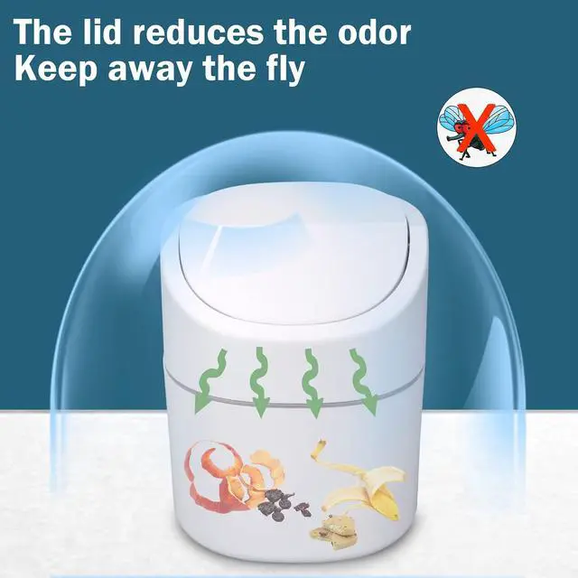 Alt view image 2 of 7 - Mini Desk Trash Can with Lid with Trash Bags 180 Pcs Swing-Lid Tiny Countertop Garbage Bin Small Table Top Plastic Covered Waste Basket
