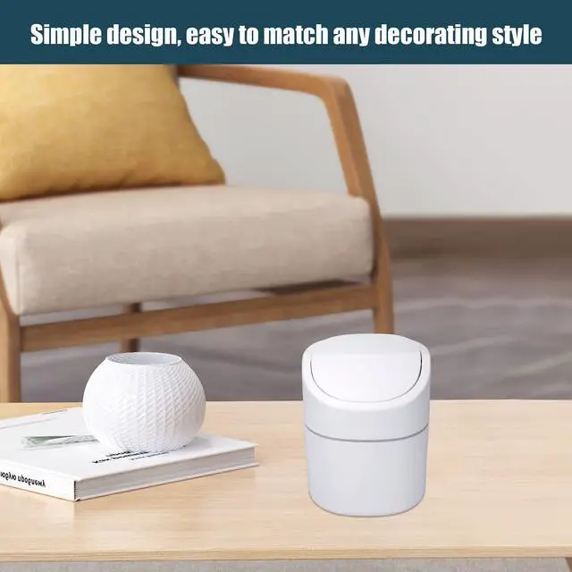 Alt view image 7 of 7 - Mini Desk Trash Can with Lid with Trash Bags 180 Pcs Swing-Lid Tiny Countertop Garbage Bin Small Table Top Plastic Covered Waste Basket