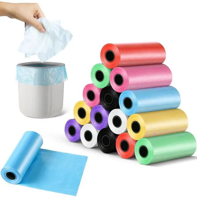 Main image of 240 Counts Mini Trash Bags 0.5 Gallon Tiny Garbage Bags Small Pet Bags Strong Trash Bags Trash Can Liners for Car Kitchen Office Desktop Mini Trash Can Wastebasket Bin, 16 Rolls(Mixed Color)