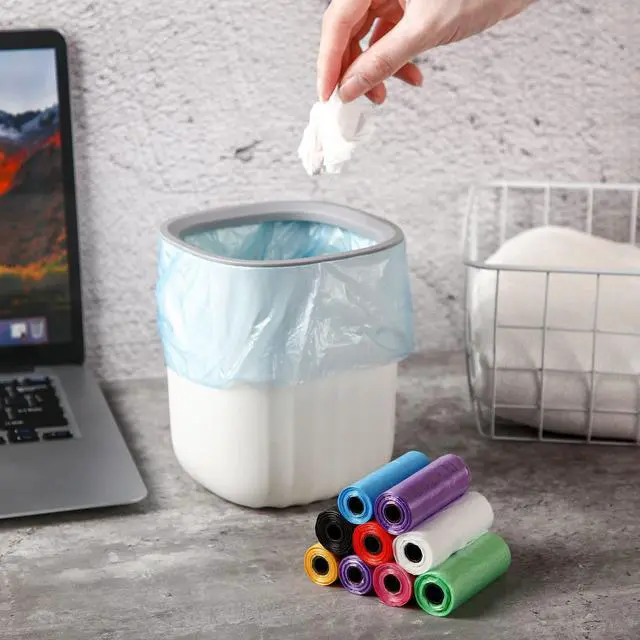 Alt view image 2 of 7 - 240 Counts Mini Trash Bags 0.5 Gallon Tiny Garbage Bags Small Pet Bags Strong Trash Bags Trash Can Liners for Car Kitchen Office Desktop Mini Trash Can Wastebasket Bin, 16 Rolls(Mixed Color)