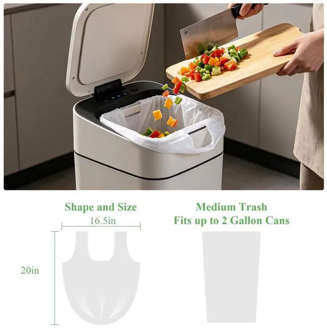 Alt view image 2 of 7 - 2 Gallon Small Trash-Bag Bathroom - White With Handles Biodegradable Mini Garbage Bags 100 Count Unscented Little Wastebasket Liners For Car Office Kitchen Strong Thick Bulk