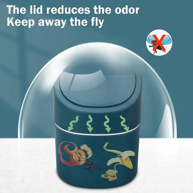 Alt view image 3 of 7 - Mini Desk Trash Can with Lid with Trash Bags 180 Pcs Swing-Lid Tiny Countertop Garbage Bin Small Table Top Plastic Covered Waste Basket