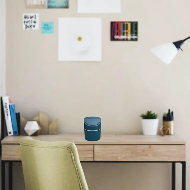 Alt view image 7 of 7 - Mini Desk Trash Can with Lid with Trash Bags 180 Pcs Swing-Lid Tiny Countertop Garbage Bin Small Table Top Plastic Covered Waste Basket