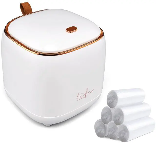 Main image of Mini Trash Can 1.6L/0.4 Gallon with Trash Bags 180pcs, Tiny Small Desktop Trash Bin with Lid, Countertop Mini Garbage Bin for Home, Office, Kitchen, Bedroom, Bathroom (White)