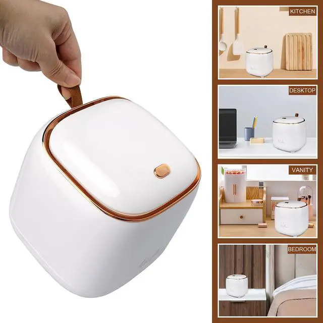 Alt view image 2 of 6 - Mini Trash Can 1.6L/0.4 Gallon with Trash Bags 180pcs, Tiny Small Desktop Trash Bin with Lid, Countertop Mini Garbage Bin for Home, Office, Kitchen, Bedroom, Bathroom (White)