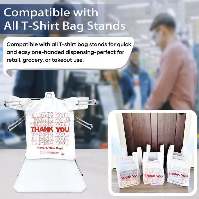 Alt view image 7 of 7 - 100 Count White Thank You T-Shirt Bags, 11 x 6 x 21 in