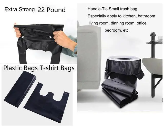 Alt view image 4 of 7 - Plastic Bags T-shirt Bags 21x11.5inch (100 Count) with Handles for Small Business Grocery Shopping Restaurants Convenience Stores Unscented (100pcs)