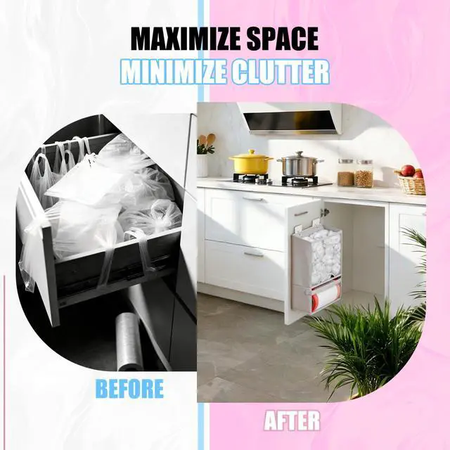 Alt view image 4 of 7 - Plastic Bag Holder-Extra Large Bag Saver Dispenser Wall Mount Organizer Grocery Trash Roll Bag Holder Dispenser-Daily Storage Solution for Kitchen/Bathroom/Laundry/in-Home Recycling Bins