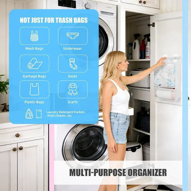 Alt view image 5 of 7 - Plastic Bag Holder-Extra Large Bag Saver Dispenser Wall Mount Organizer Grocery Trash Roll Bag Holder Dispenser-Daily Storage Solution for Kitchen/Bathroom/Laundry/in-Home Recycling Bins