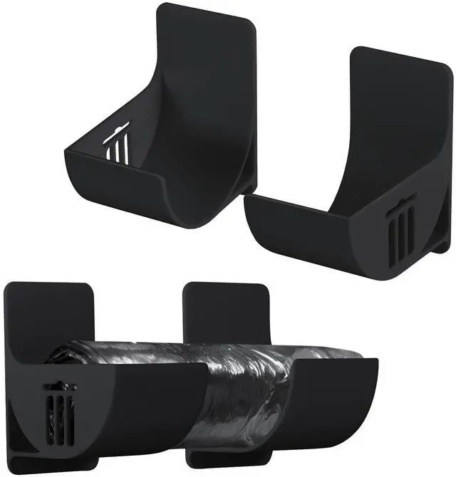 Main image of 4pcs 2.5 Inch Small Trash Bag Holder, Plastic Trash Bag Dispenser Roll Holder Wall Mount Shopping Grocery Roll Organizer for Cabinet Kitchen Organization and Storage Rack (Black)