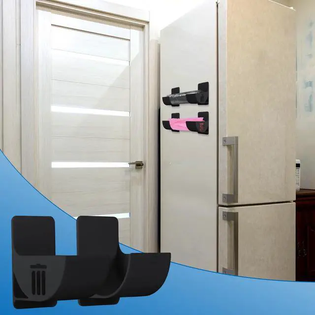 Alt view image 4 of 7 - 4pcs 2.5 Inch Small Trash Bag Holder, Plastic Trash Bag Dispenser Roll Holder Wall Mount Shopping Grocery Roll Organizer for Cabinet Kitchen Organization and Storage Rack (Black)
