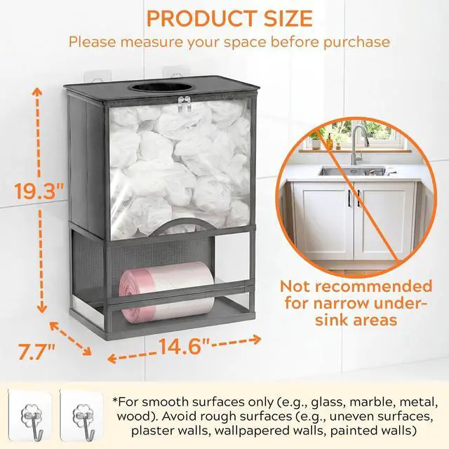 Alt view image 2 of 7 - Plastic Bag Holder, Wall Mounted Grocery Bag Holder