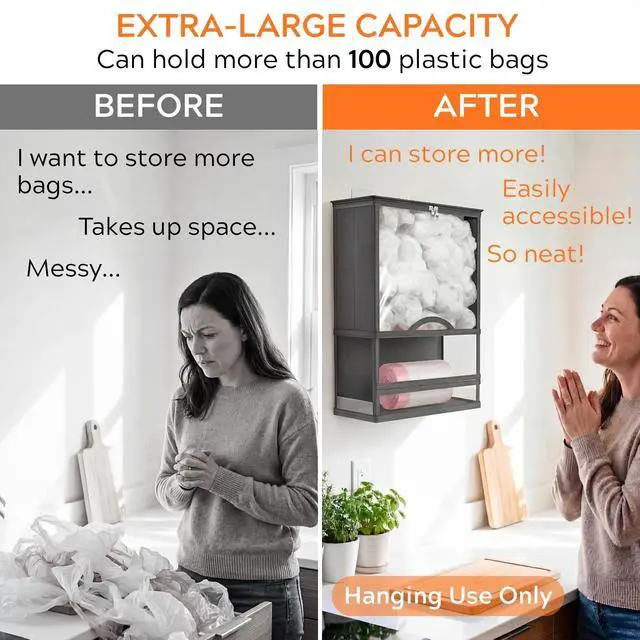 Alt view image 3 of 7 - Plastic Bag Holder, Wall Mounted Grocery Bag Holder