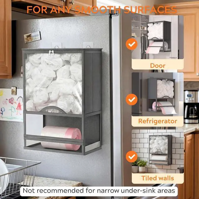 Alt view image 7 of 7 - Plastic Bag Holder, Wall Mounted Grocery Bag Holder