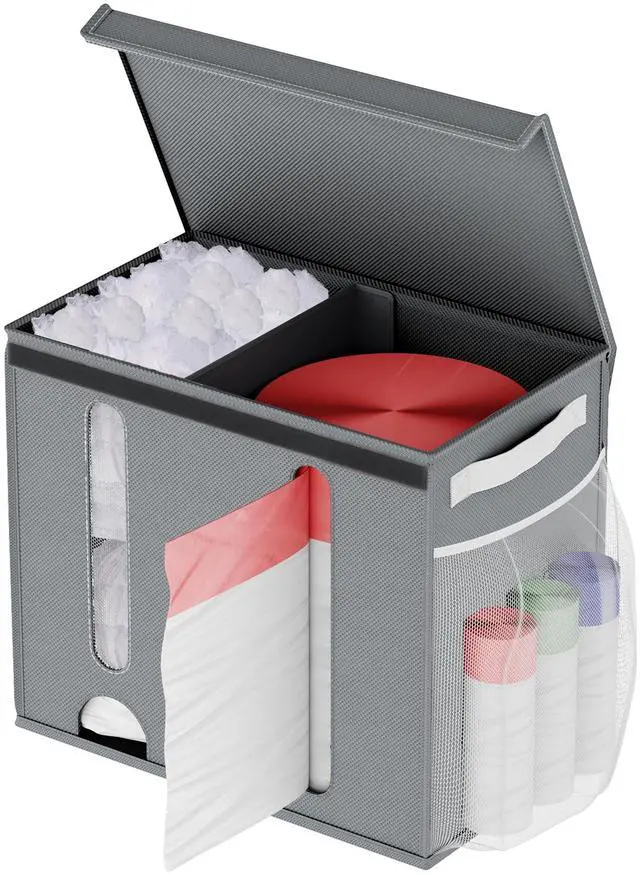 Main image of 2-in-1 Trash Bag Dispenser, Garbage, Grocery Holder, 4-33 Gal, Gray