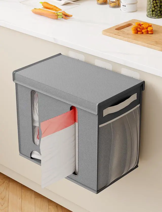 Alt view image 3 of 7 - 2-in-1 Trash Bag Dispenser, Garbage, Grocery Holder, 4-33 Gal, Gray