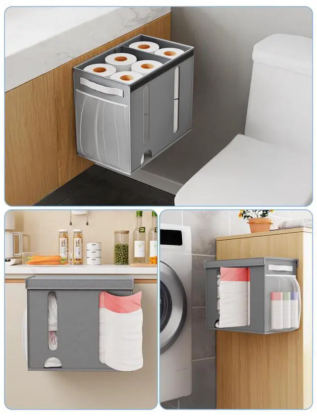 Alt view image 5 of 7 - 2-in-1 Trash Bag Dispenser, Garbage, Grocery Holder, 4-33 Gal, Gray