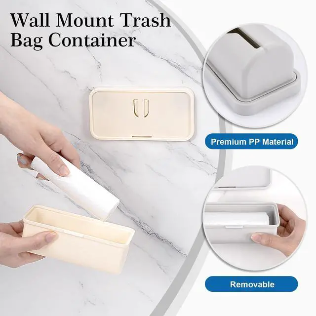 Alt view image 4 of 7 - 3Pcs Trash Bag Dispenser, Wall Mount Trash Bag Holder, Plastic Grocery Bag Holder Large Opening Design Easy to Take Out for Kitchen Bathroom Toilet,5.9 x 2.36 x 2.9