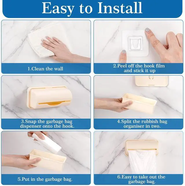 Alt view image 5 of 7 - 3Pcs Trash Bag Dispenser, Wall Mount Trash Bag Holder, Plastic Grocery Bag Holder Large Opening Design Easy to Take Out for Kitchen Bathroom Toilet,5.9 x 2.36 x 2.9
