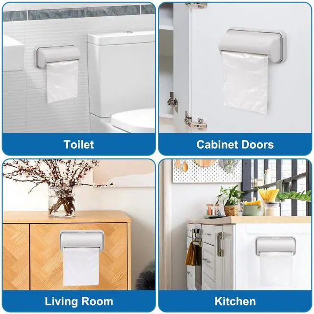 Alt view image 7 of 7 - 3Pcs Trash Bag Dispenser, Wall Mount Trash Bag Holder, Plastic Grocery Bag Holder Large Opening Design Easy to Take Out for Kitchen Bathroom Toilet,5.9 x 2.36 x 2.9