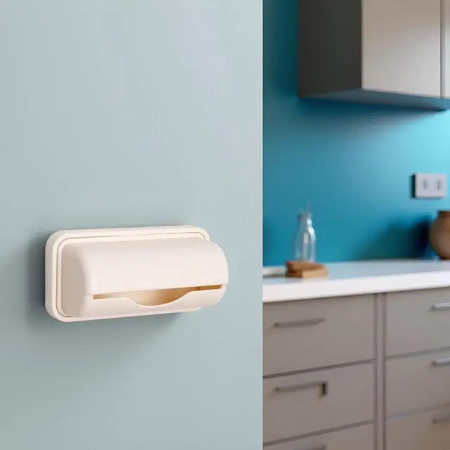 Alt view image 2 of 7 - Apricot Trash Bag Dispenser Roll Holder, Kitchen Trash Bag Dispenser Plastic Bag Holder, Wall Mount Garbage Bag Dispenser Kitchen Storage and Organization Accessories for Home Improvement