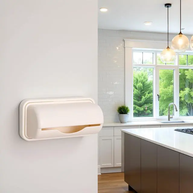 Alt view image 5 of 7 - Apricot Trash Bag Dispenser Roll Holder, Kitchen Trash Bag Dispenser Plastic Bag Holder, Wall Mount Garbage Bag Dispenser Kitchen Storage and Organization Accessories for Home Improvement